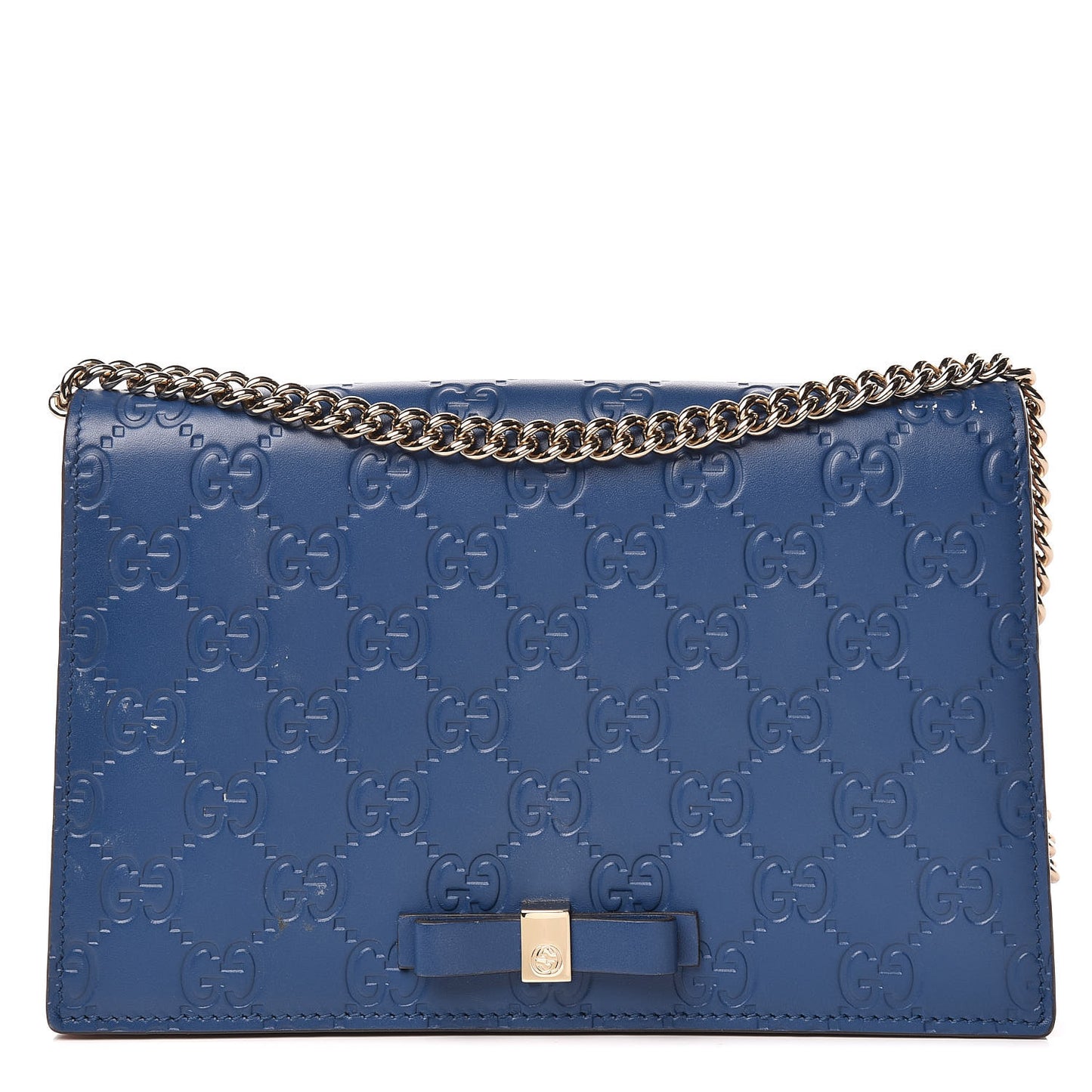 Guccissima Signature Bi-Color Bowy Chain Wallet Blue Dark Cipria