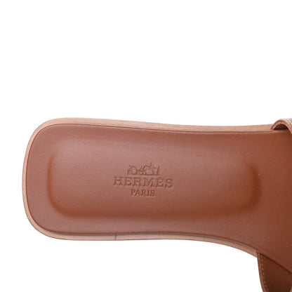 Hermes Box Calfskin Oran Sandals 37 Gold 7 of 8