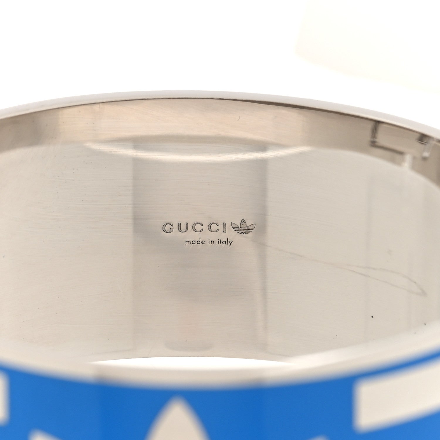 Gucci X ADIDAS Metal Enamel Cuff Bracelet S Silver Blue 4 of 4