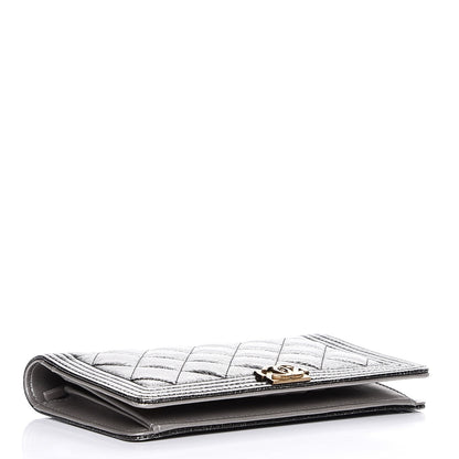 Chanel Metallic Calfskin Quilted Boy Yen Wallet Dark Silver 4 of 9