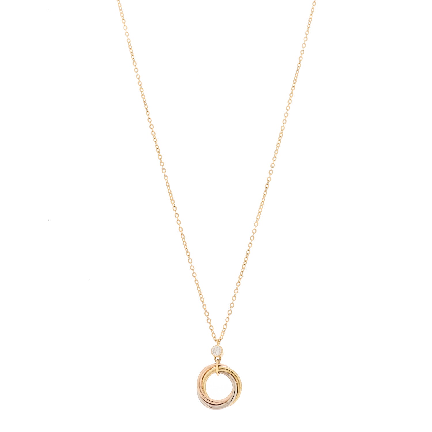 Cartier 18K Pink Yellow White Gold Diamond Trinity Pendant Necklace 1 of 7