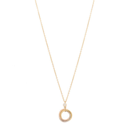 Cartier 18K Pink Yellow White Gold Diamond Trinity Pendant Necklace 1 of 7