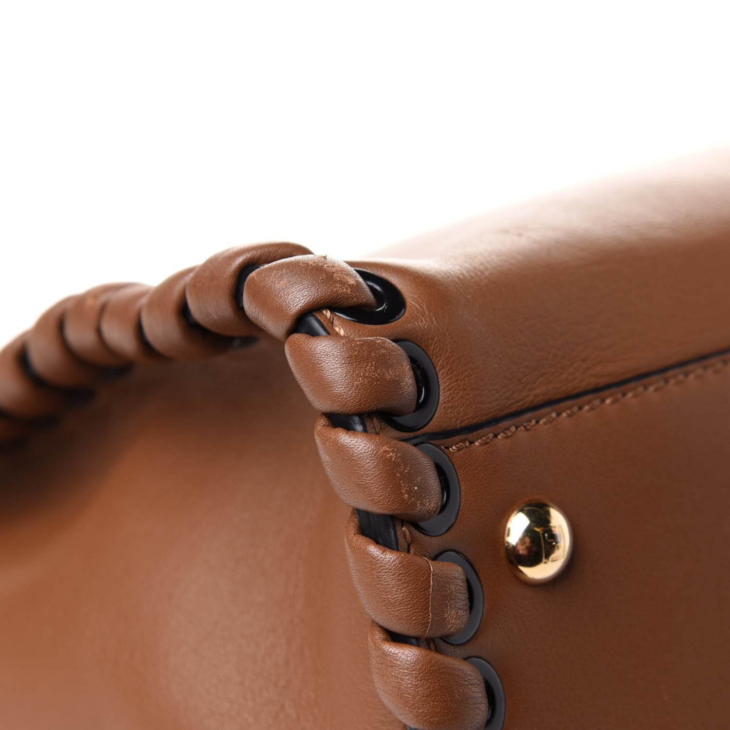 Fendi Calfskin Lace Up Large Peekaboo Iconic Satchel Cognac 12 of 17