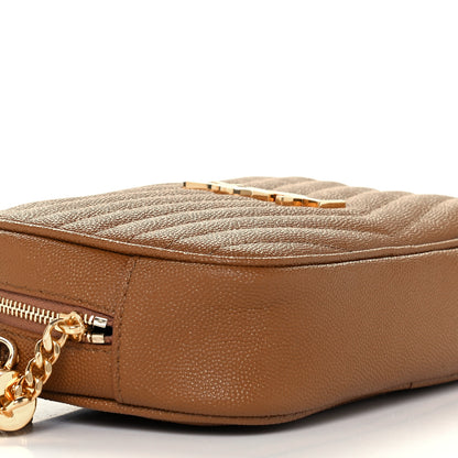 Saint Laurent Grain De Poudre Matelasse Monogram Mini Lou Camera Bag Dark Natural 9 of 10