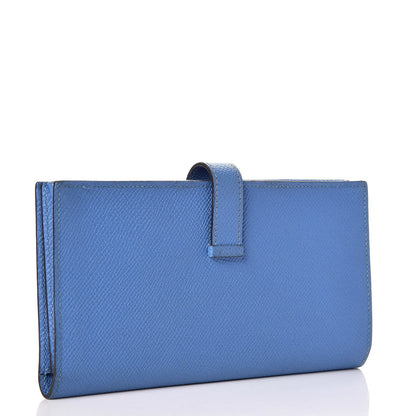 Hermes Epsom Bearn Gusset Wallet Bleu Paradis 3 of 9