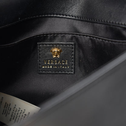 Versace Vitello Studded Palazzo Medusa Evening Clutch Bag Black 5 of 16