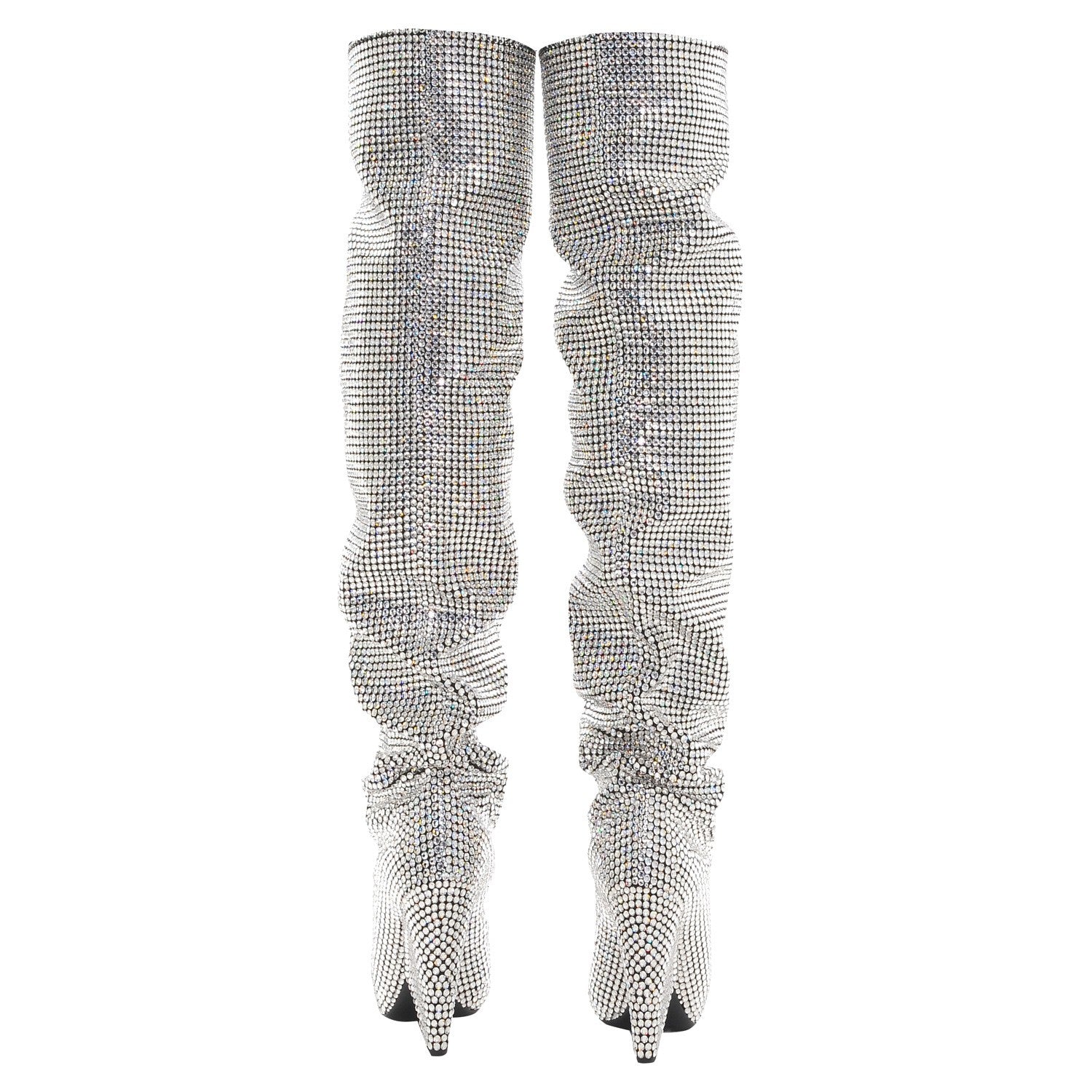 Saint Laurent Swarovski Crystal Embellished Niki 105 Thigh High Boots 38 4 of 7