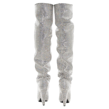 Saint Laurent Swarovski Crystal Embellished Niki 105 Thigh High Boots 38 4 of 7
