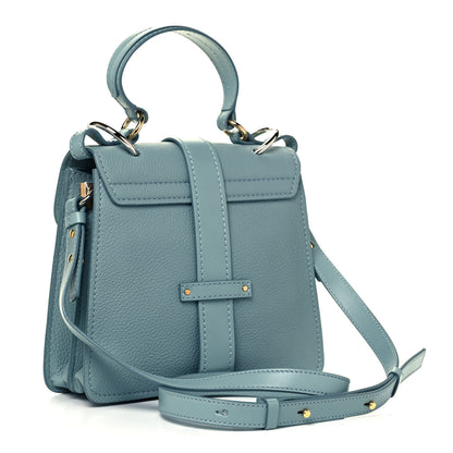 Chloe Shiny Grained Calfskin Small Aby Day Shoulder Bag Faded Blue 3 of 9