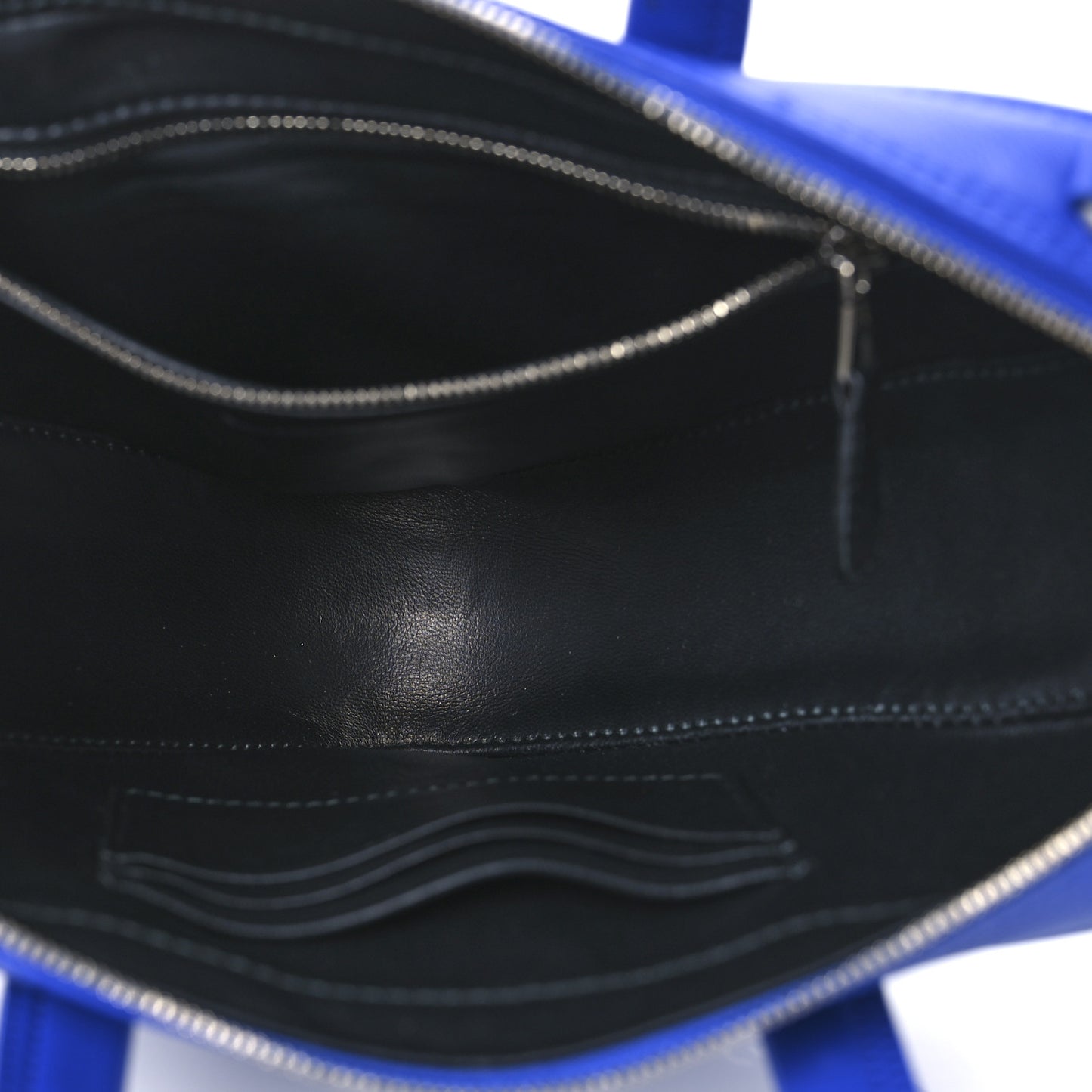 Shiny Day Calfskin Logo XS Triangle Chain Duffle Bleu Roi White