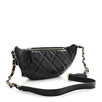 Chanel Shiny Aged Calfskin Quilted CC Pockets Jacket Waist Belt Bag Black 3 of 10