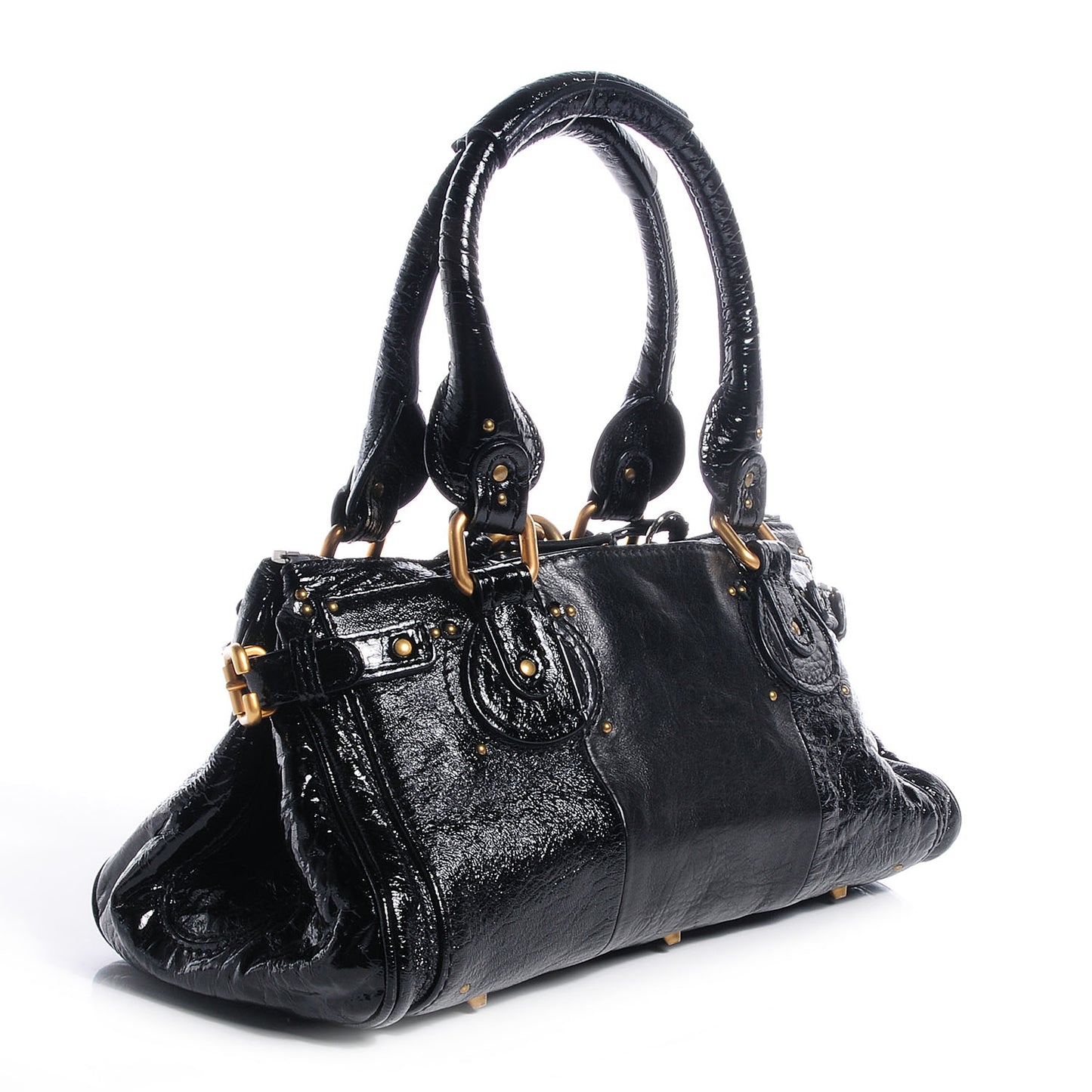 Patent Leather Medium Paddington Satchel Black