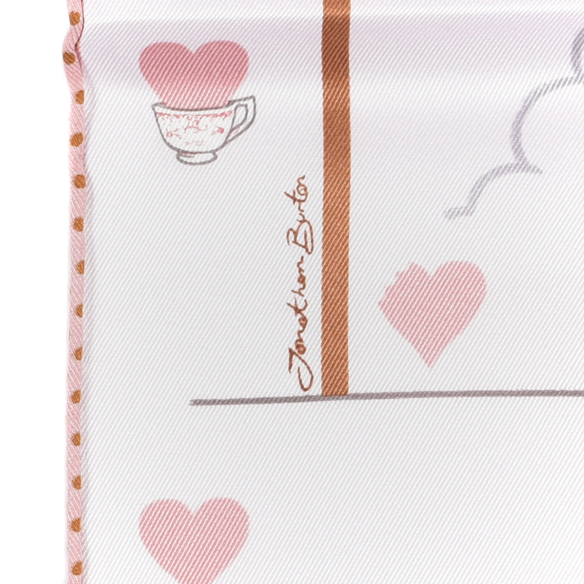 Silk Hermes Tea Time Scarf 70 Rose Pale Beige