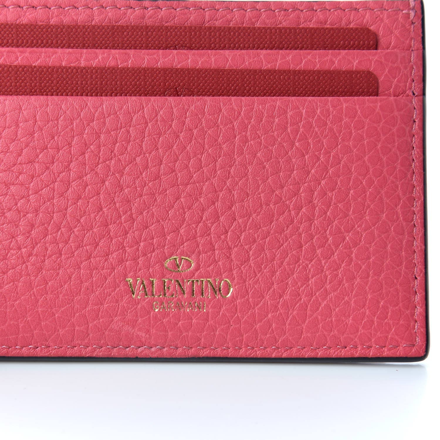 Valentino Garavani Pebbled Calfskin Rockstud Card Holder Shadow Pink 5 of 6
