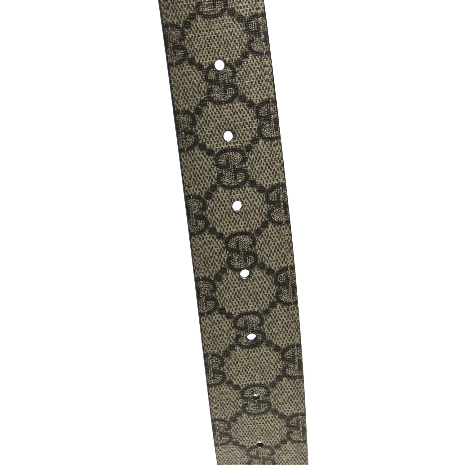 Gucci GG Supreme Monogram Selleria Calfskin Interlocking G Reversible 37mm Belt 95 38 Beige Ebony Black 5 of 5