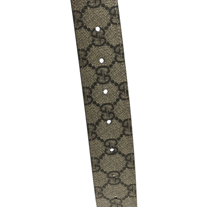 Gucci GG Supreme Monogram Selleria Calfskin Interlocking G Reversible 37mm Belt 95 38 Beige Ebony Black 5 of 5