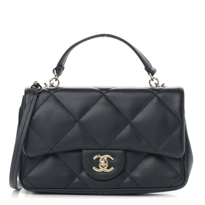 Chanel Lambskin Quilted Small Easy Carry Flap Navy 1 of 12