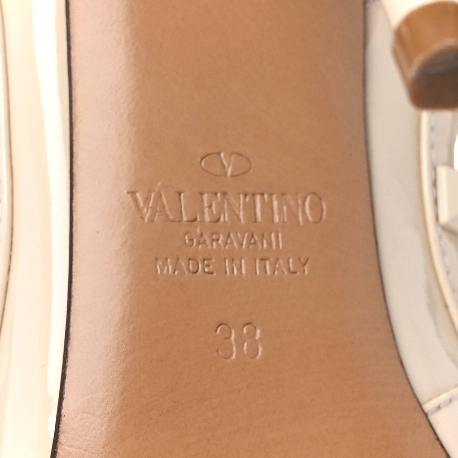 Valentino Garavani Patent Lacquered Monochrome Rockstud Ankle Strap 100mm Pumps 38 Ivory 8 of 10