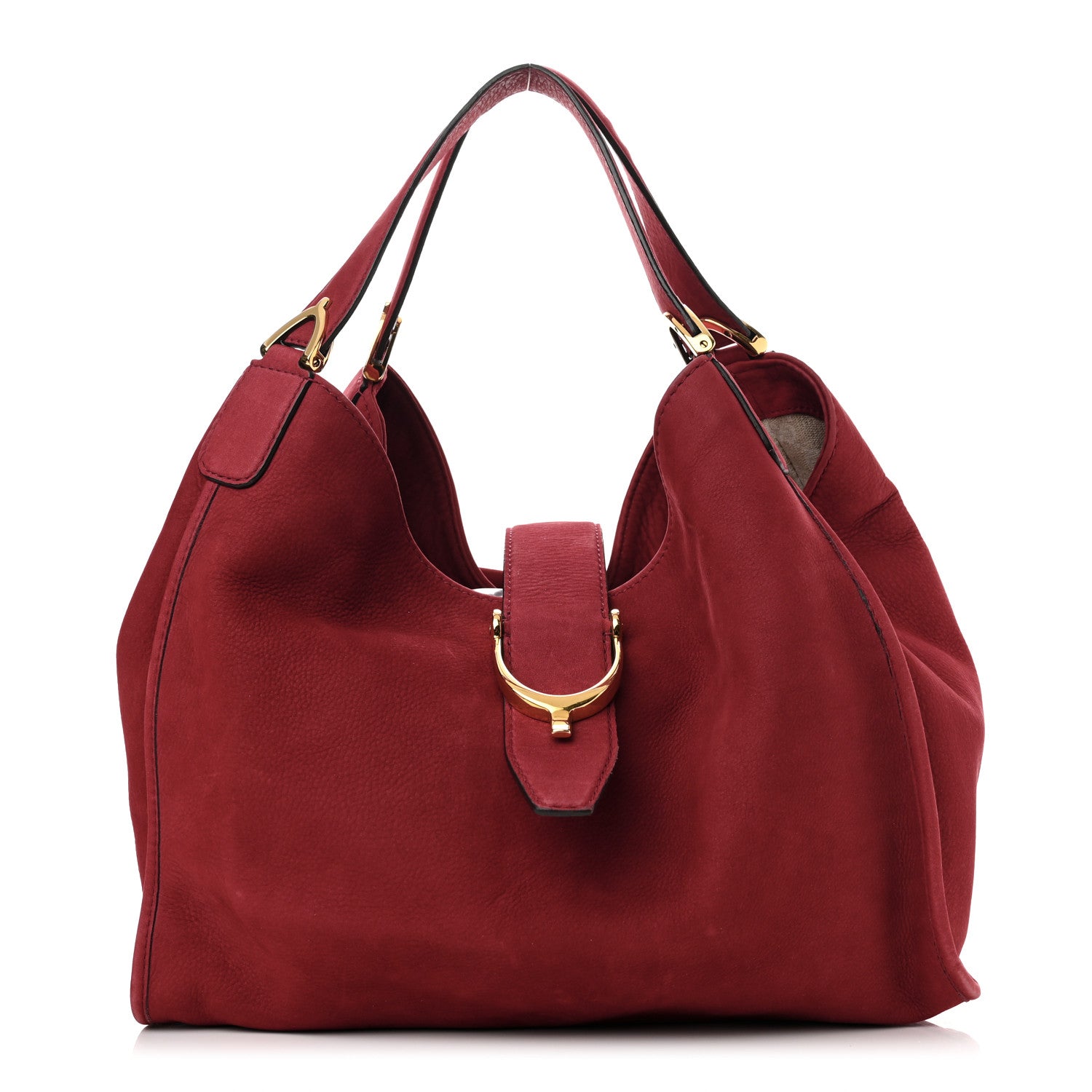 Gucci Nubuck Medium Soft Stirrup Shoulder Bag Red 1 of 15