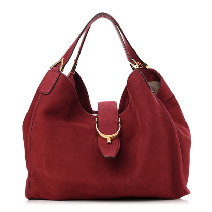 Gucci Nubuck Medium Soft Stirrup Shoulder Bag Red 1 of 15