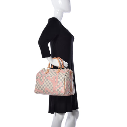 Louis Vuitton Damier Azur Tahitienne Speedy Bandouliere 30 Rose Ballerine 3 of 22