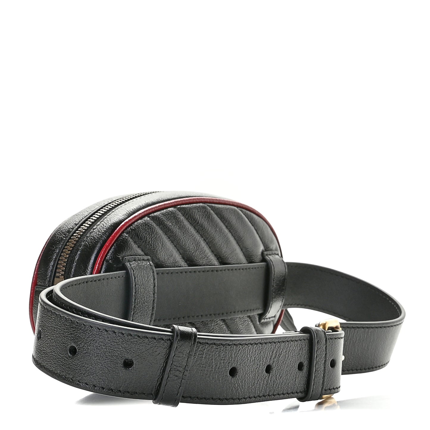 Azalea Calfskin Matelasse Diagonal Torchon GG Marmont Belt Bag 75 30 Black Romantic Cerise