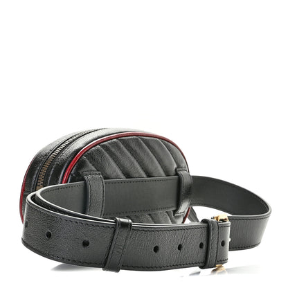Gucci Azalea Calfskin Matelasse Diagonal Torchon GG Marmont Belt Bag 75 30 Black Romantic Cerise 2 of 12