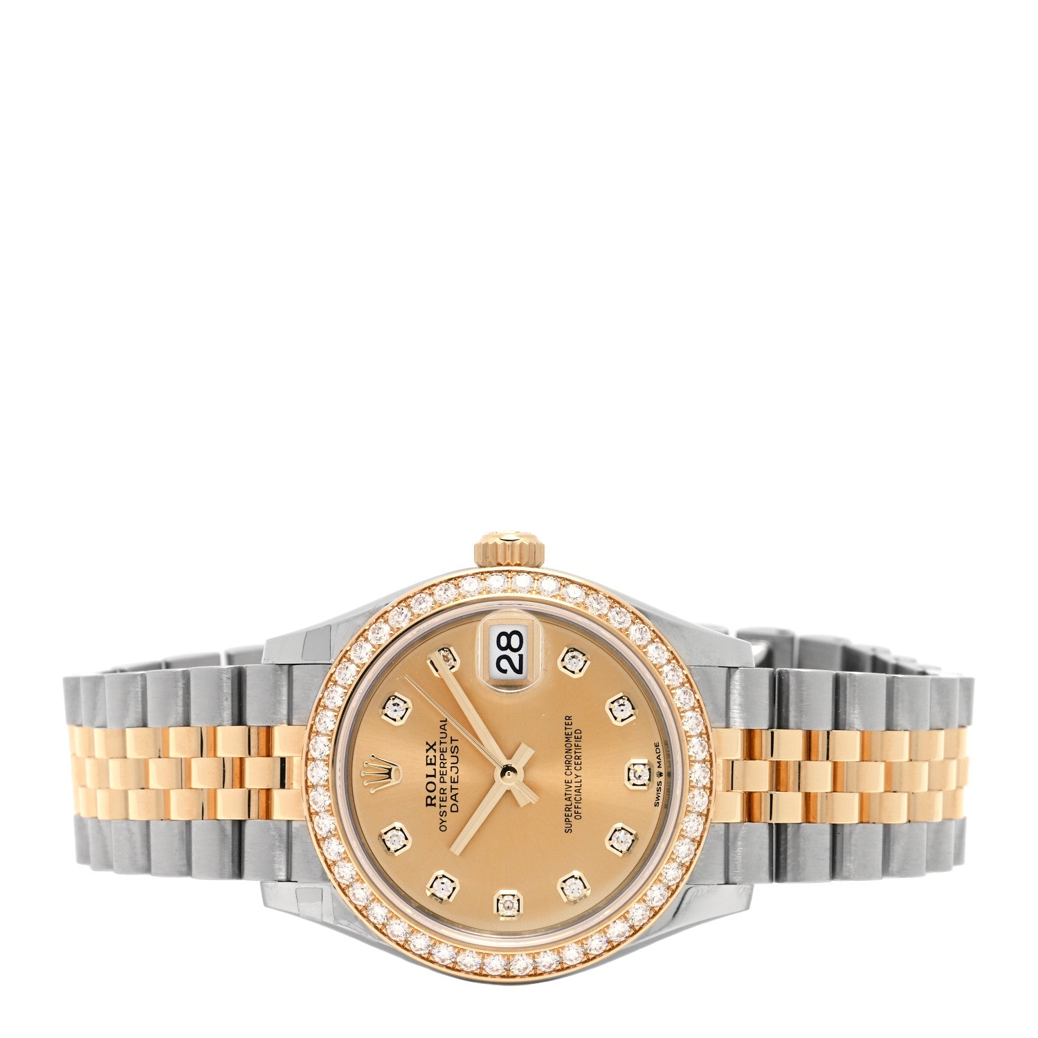 Rolex Stainless Steel 18K Yellow Gold Diamond Bezel 31mm Oyster Perpetual Datejust Watch Champagne 278383RBR 2 of 5