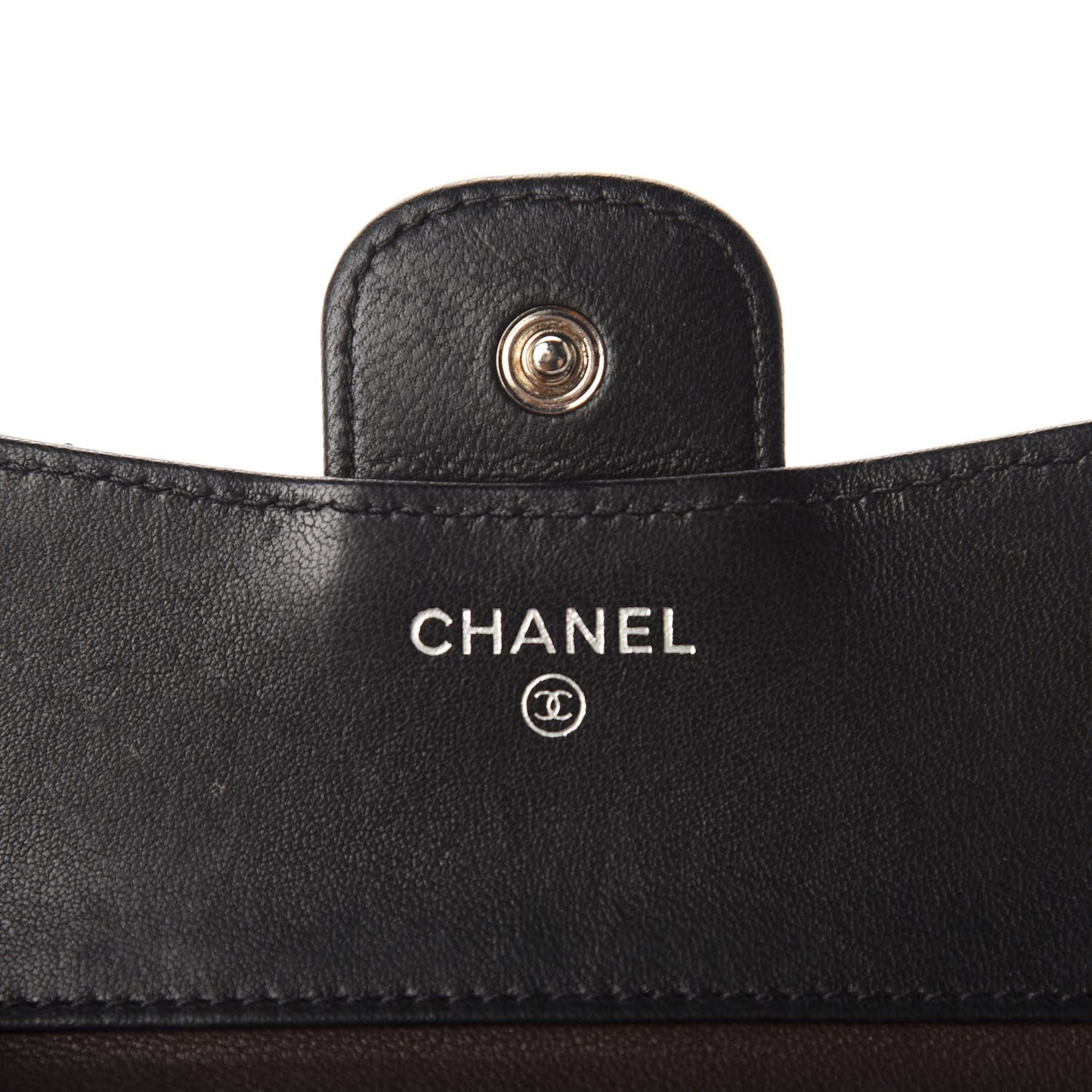Lambskin Quilted Compact Flap Wallet Black