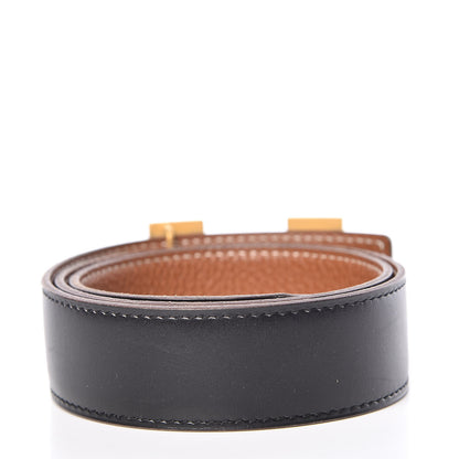 Hermes Box Togo 32mm H Belt 72 Black Gold 3 of 11