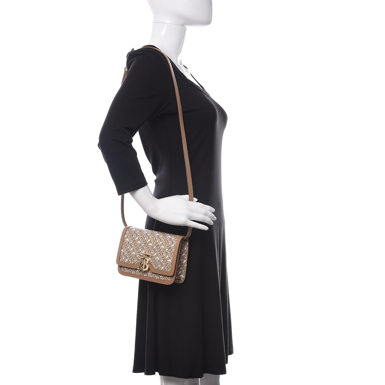 Burberry Calfskin Monogram Mini TB Bag Beige 2 of 9