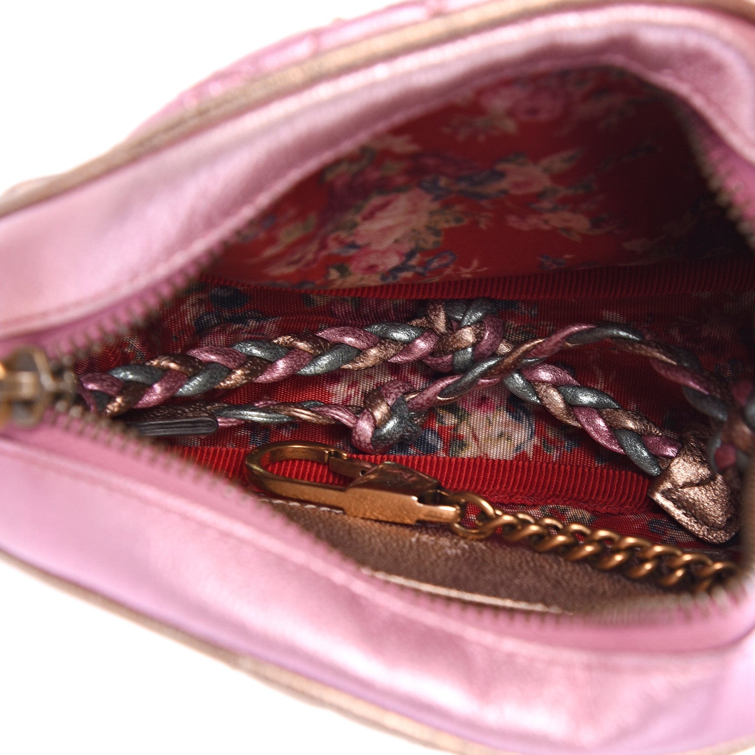 Gucci Laminated Nappa Trapuntata Mini Zumi Dome Shoulder Bag Rosa Lago Rame 4 of 9