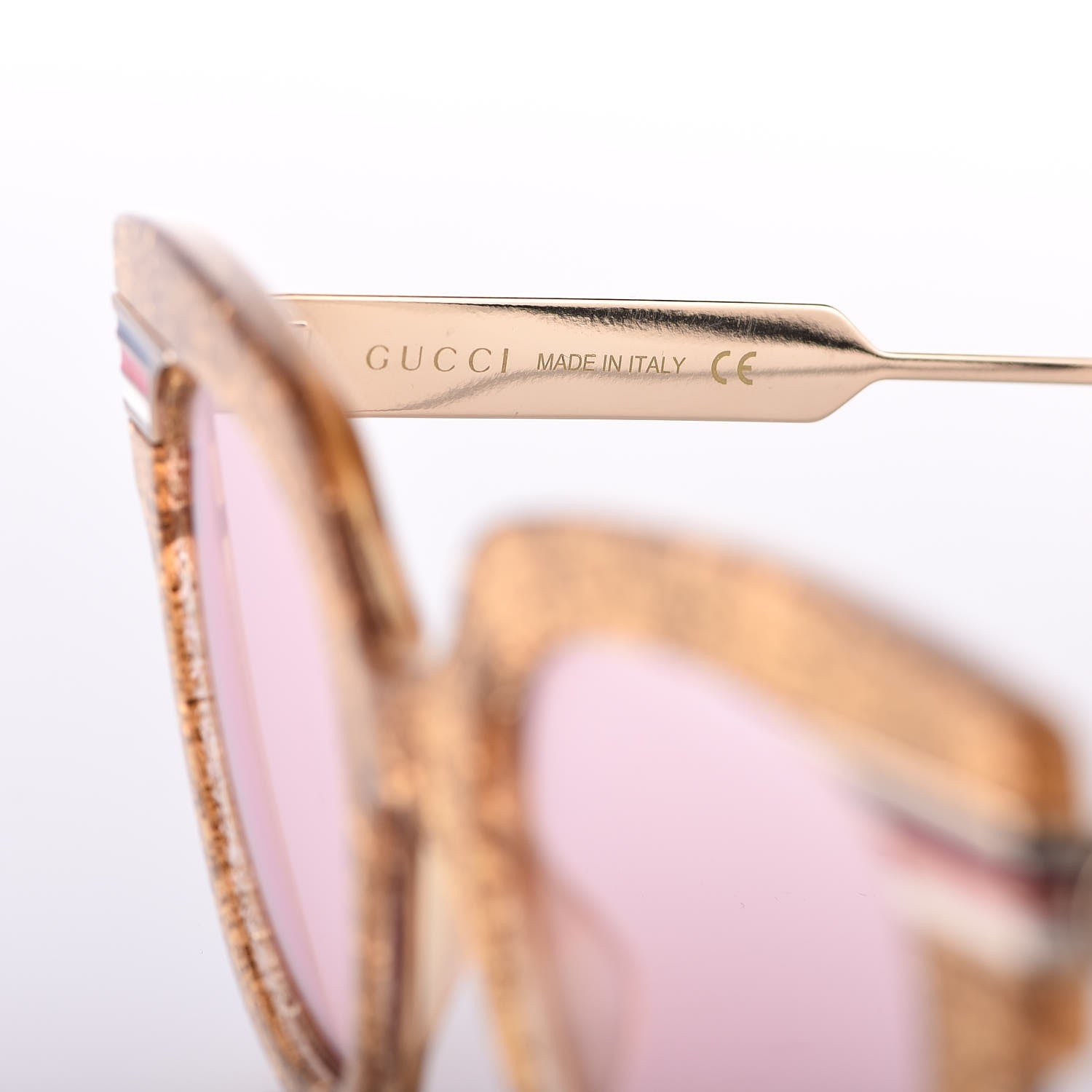 Gucci Acetate Square Frame Web Glitter GG0281S Sunglasses Gold 6 of 9