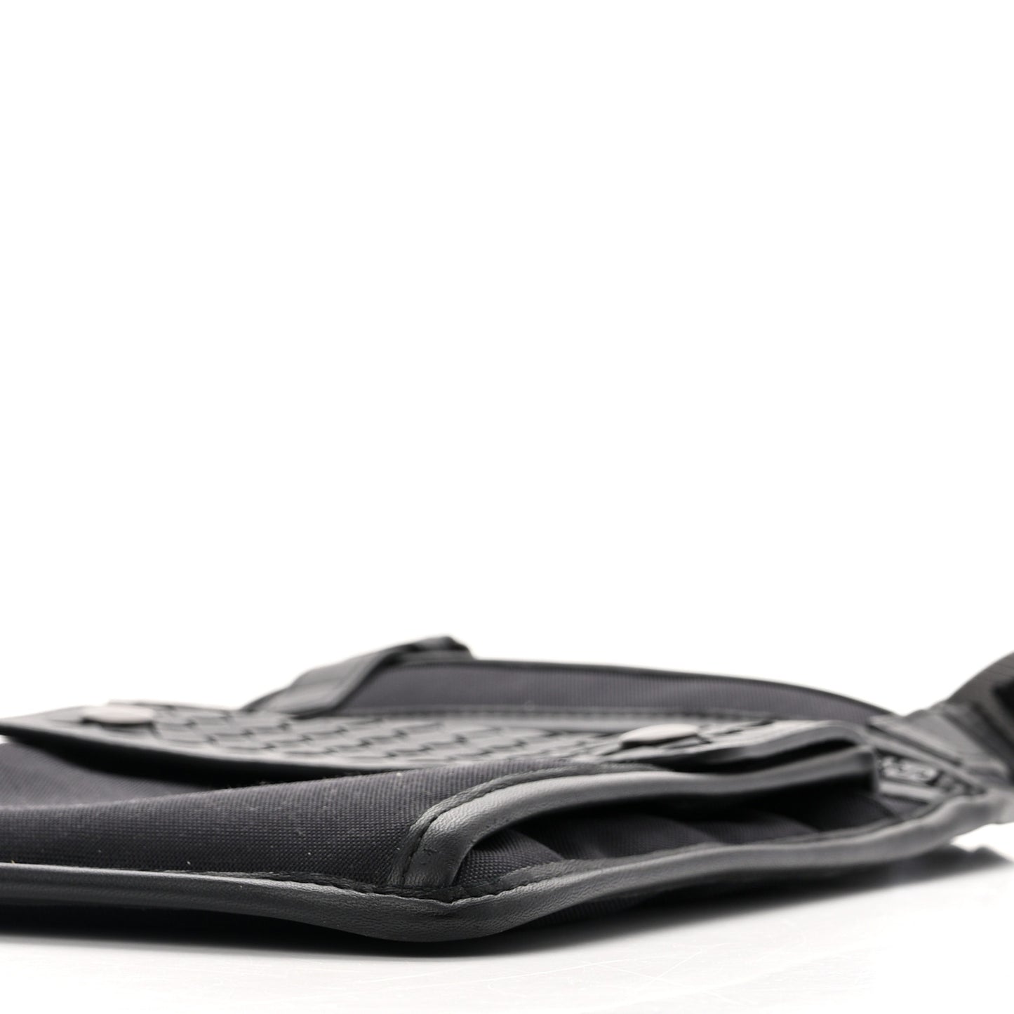Nappa Intrecciato Nylon High Tech Crossbody Pouch Black