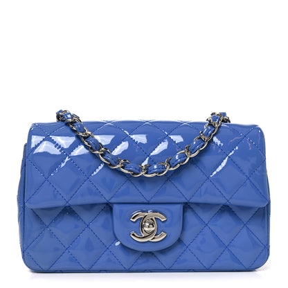 Chanel Patent Calfskin Quilted Mini Rectangular Flap Blue 1 of 9