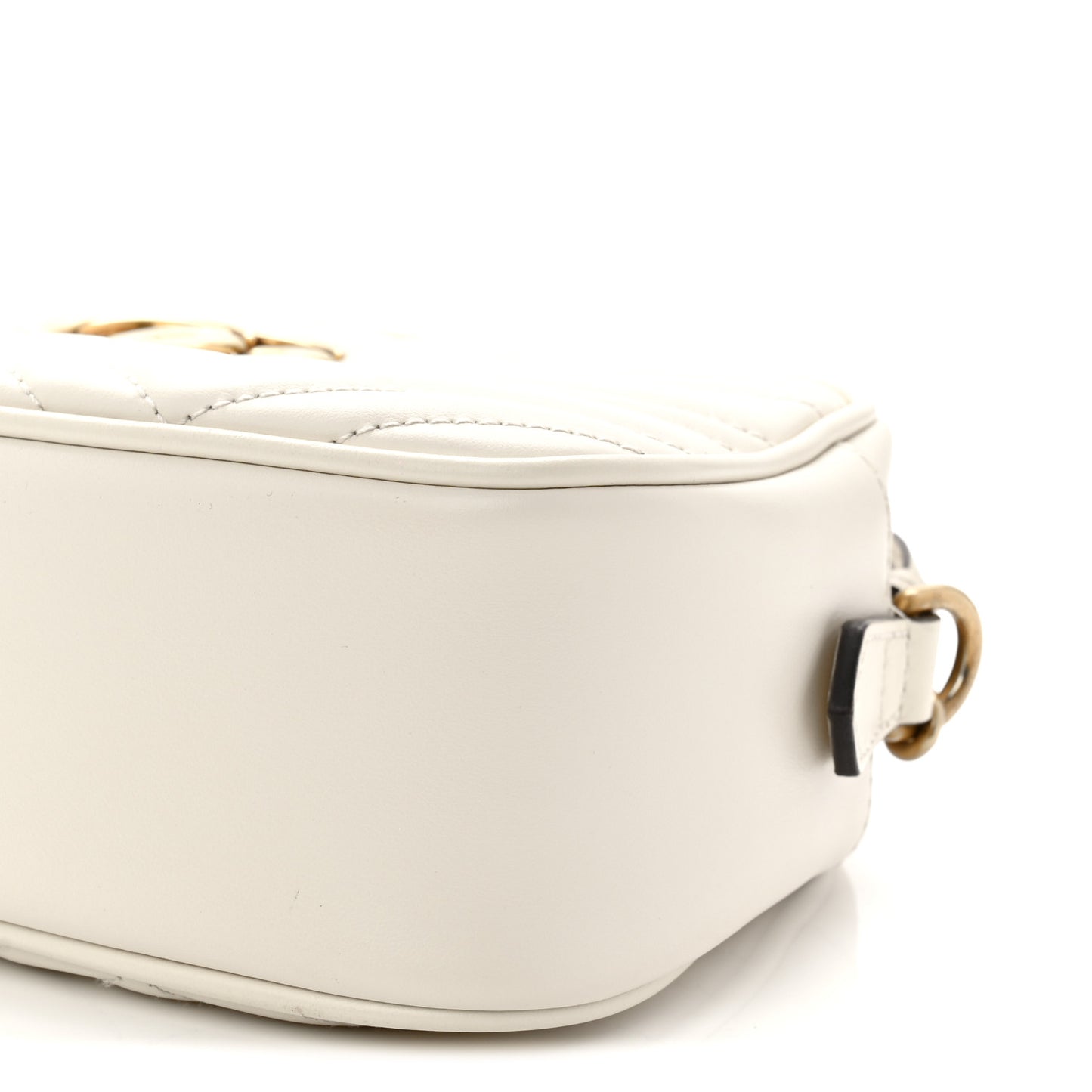 Calfskin Matelasse Small GG Marmont Chain Shoulder Bag White