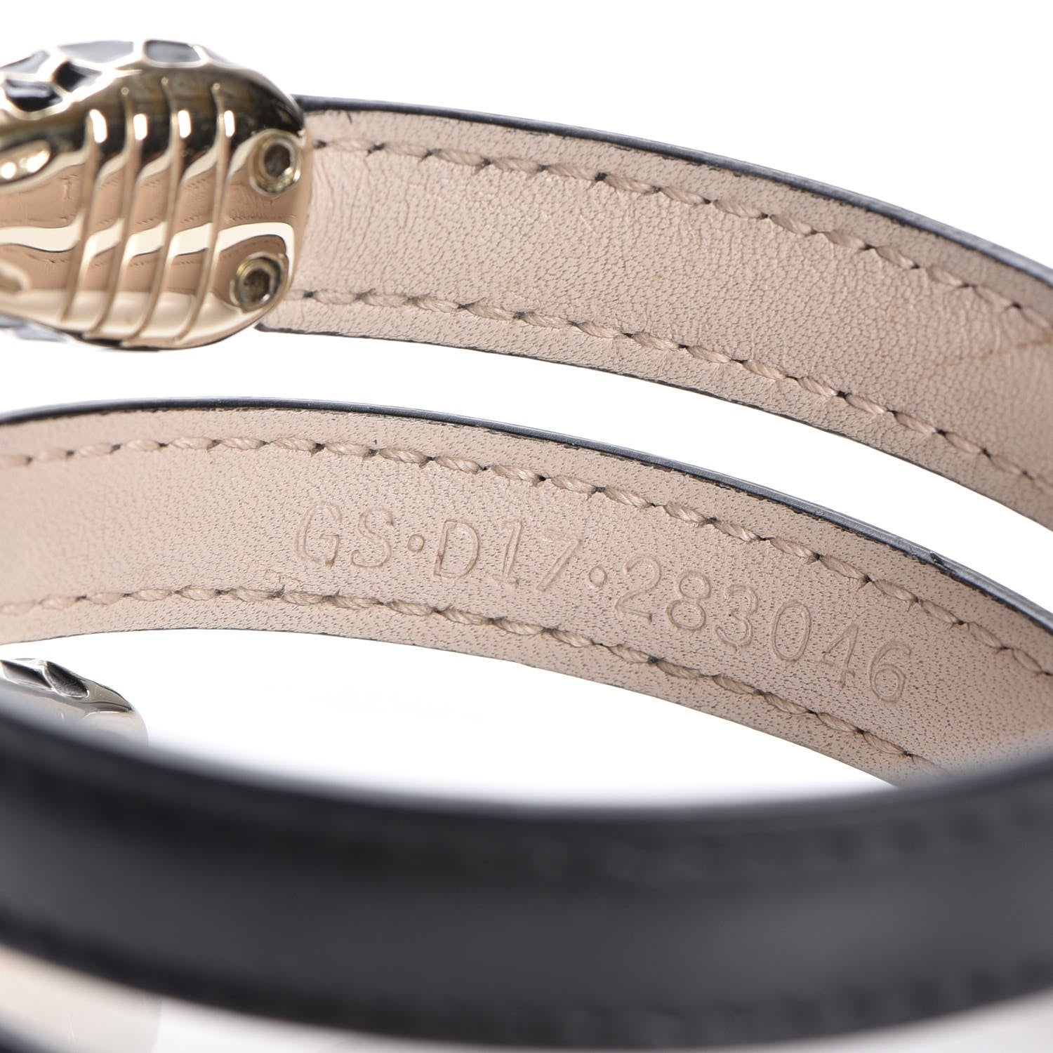 Bulgari Calfskin Serpenti Forever Double Coil Cleopatra Bracelet M Black 4 of 6