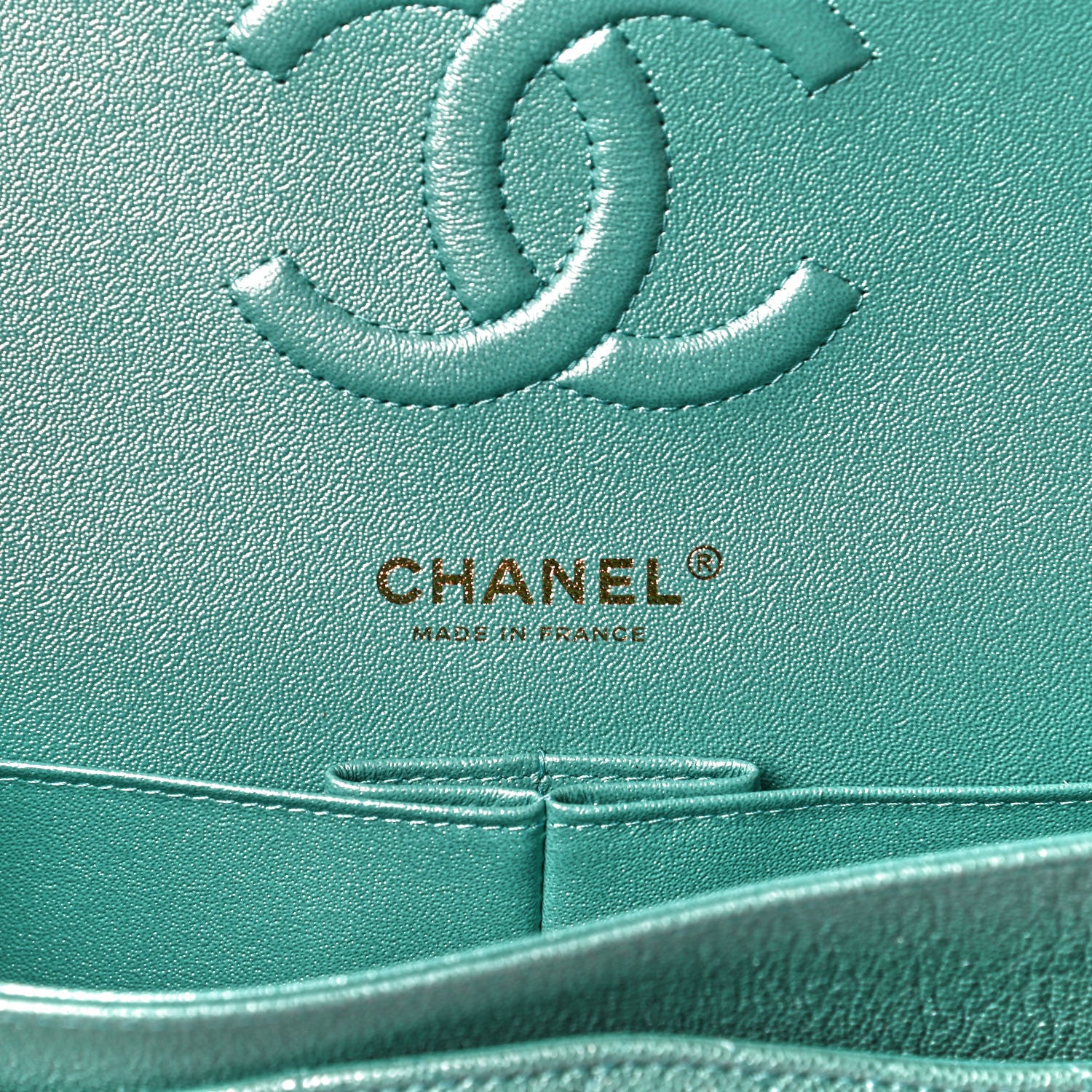 Chanel Iridescent Caviar Quilted Medium Double Flap Green 6 of 8