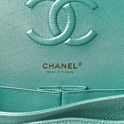 Chanel Iridescent Caviar Quilted Medium Double Flap Green 6 of 8