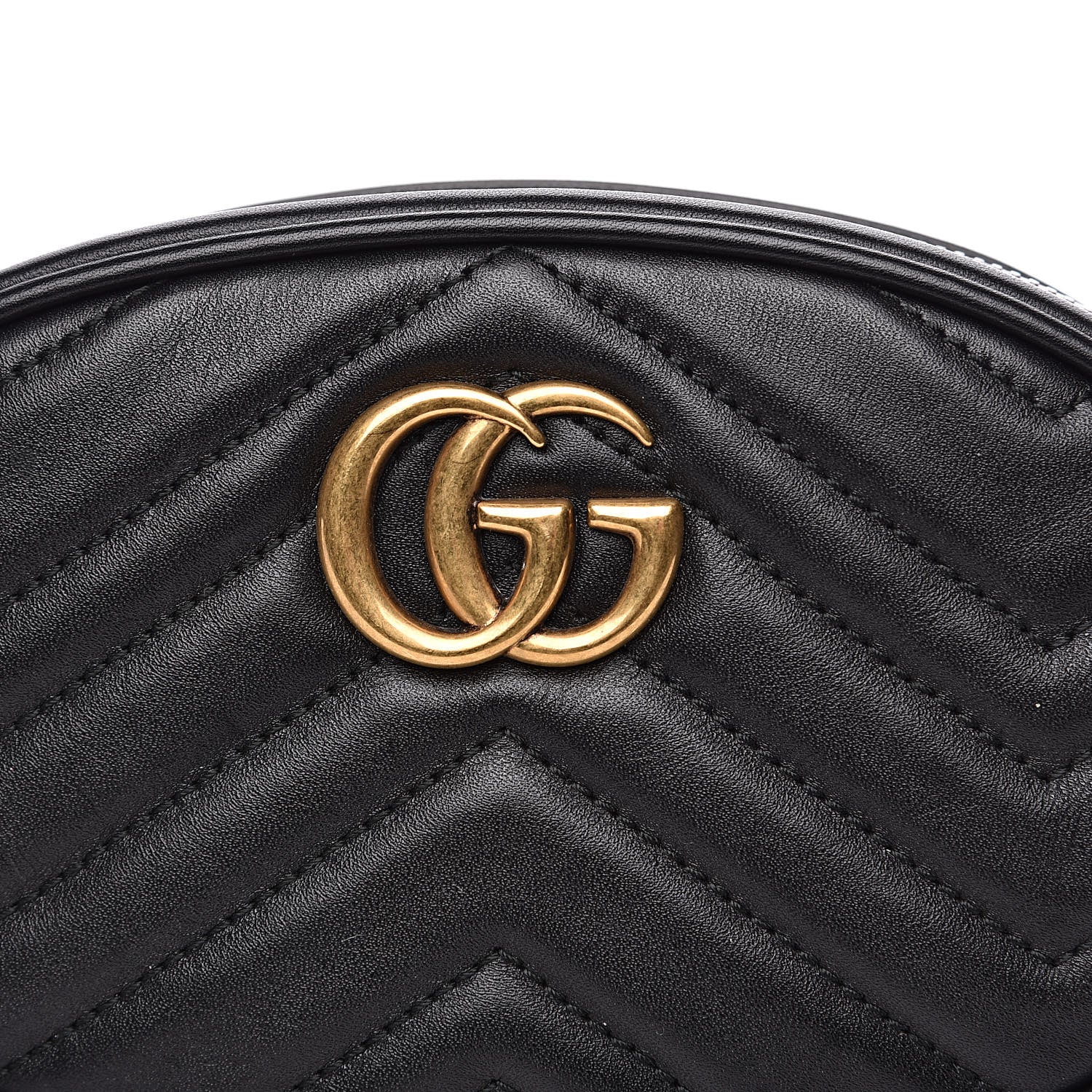 Gucci Calfskin Matelasse GG Marmont Belt Bag 85 34 Black 8 of 10