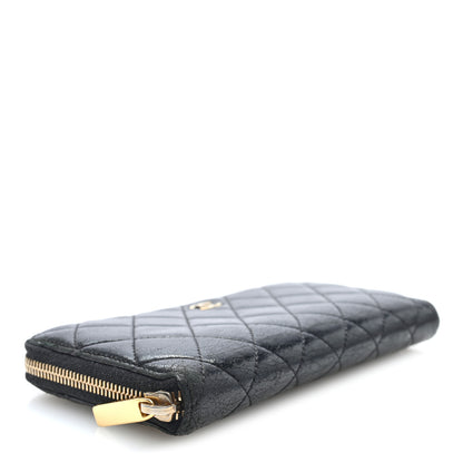 Chanel Lambskin Quilted Large Gusset Zip Around Wallet Black 4 of 7