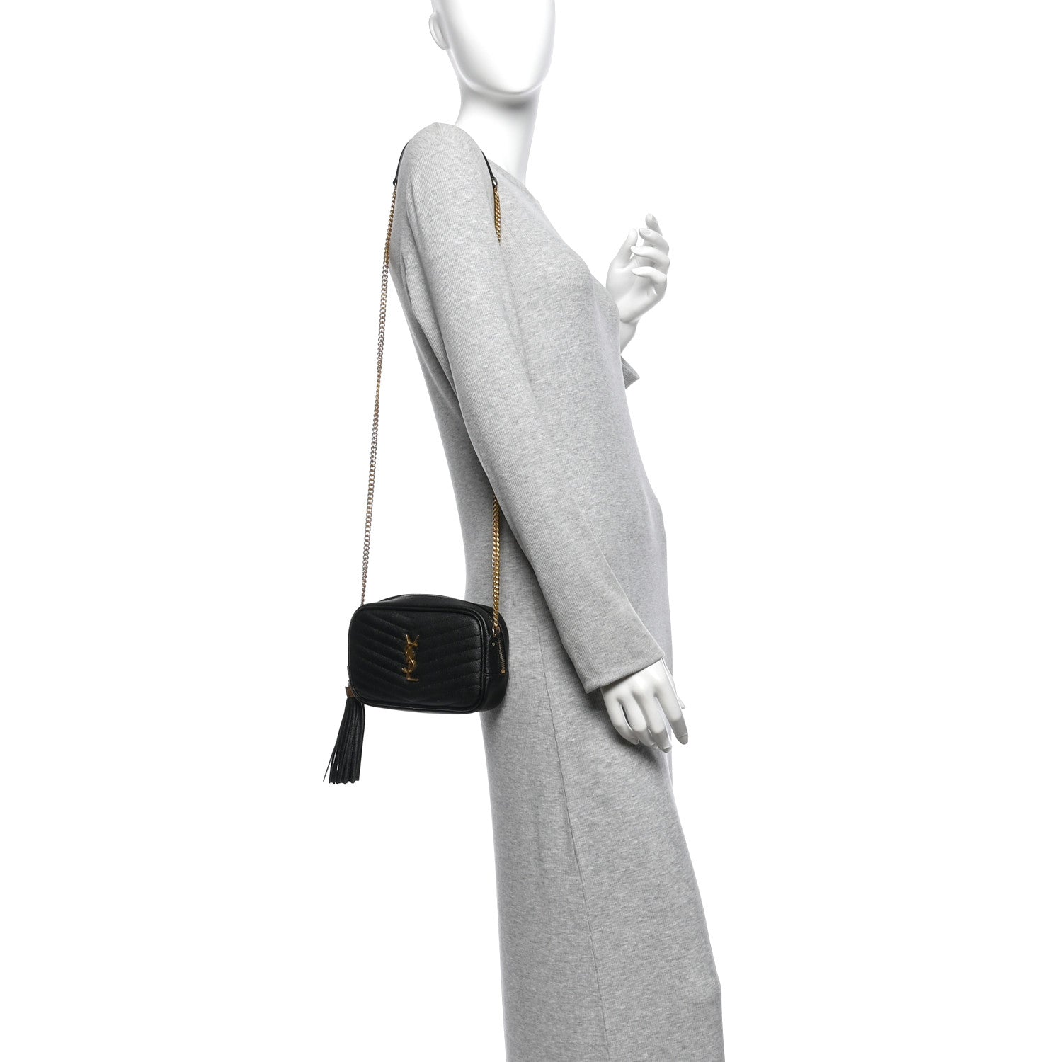 Saint Laurent Grain De Poudre Matelasse Monogram Mini Lou Camera Bag Black 2 of 12