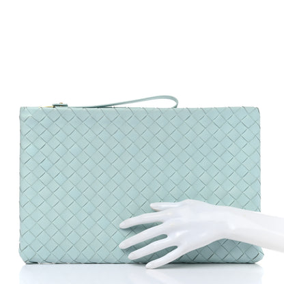 Bottega Veneta Nappa Intrecciato Large Flat Zip Pouch Spearmint 2 of 8