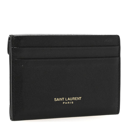 Saint Laurent Lambskin Flap Envelope Card Case Black 3 of 9