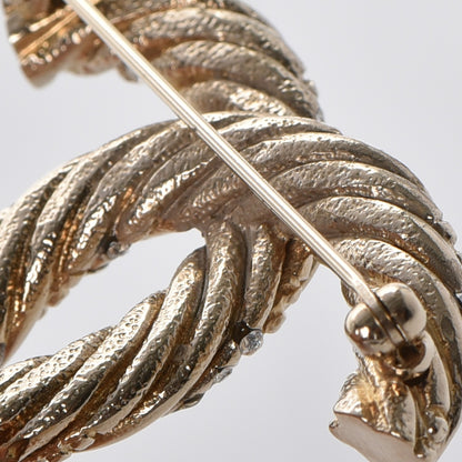 Chanel Crystal Twisted CC Brooch Light Gold 6 of 7