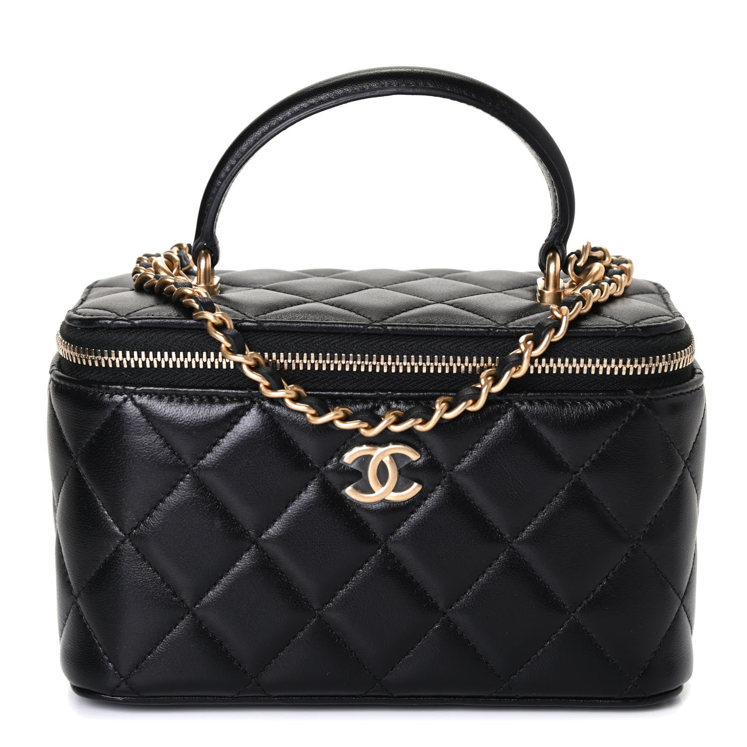 Chanel Lambskin Quilted Small Top Handle Vanity Case With Chain Black 1 of 4