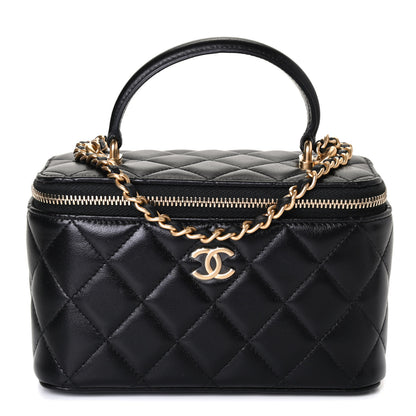 Chanel Lambskin Quilted Small Top Handle Vanity Case With Chain Black 1 of 4