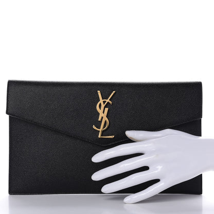 Saint Laurent Grain De Poudre Uptown Pouch Black 2 of 11