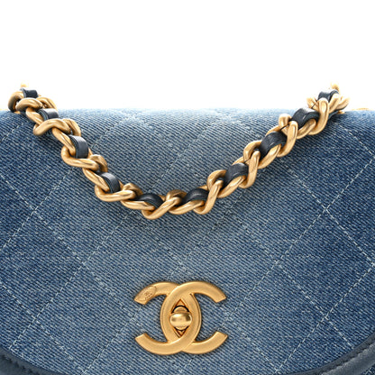 Chanel Washed Denim Quilted Small Messenger Flap Blue 8 of 11