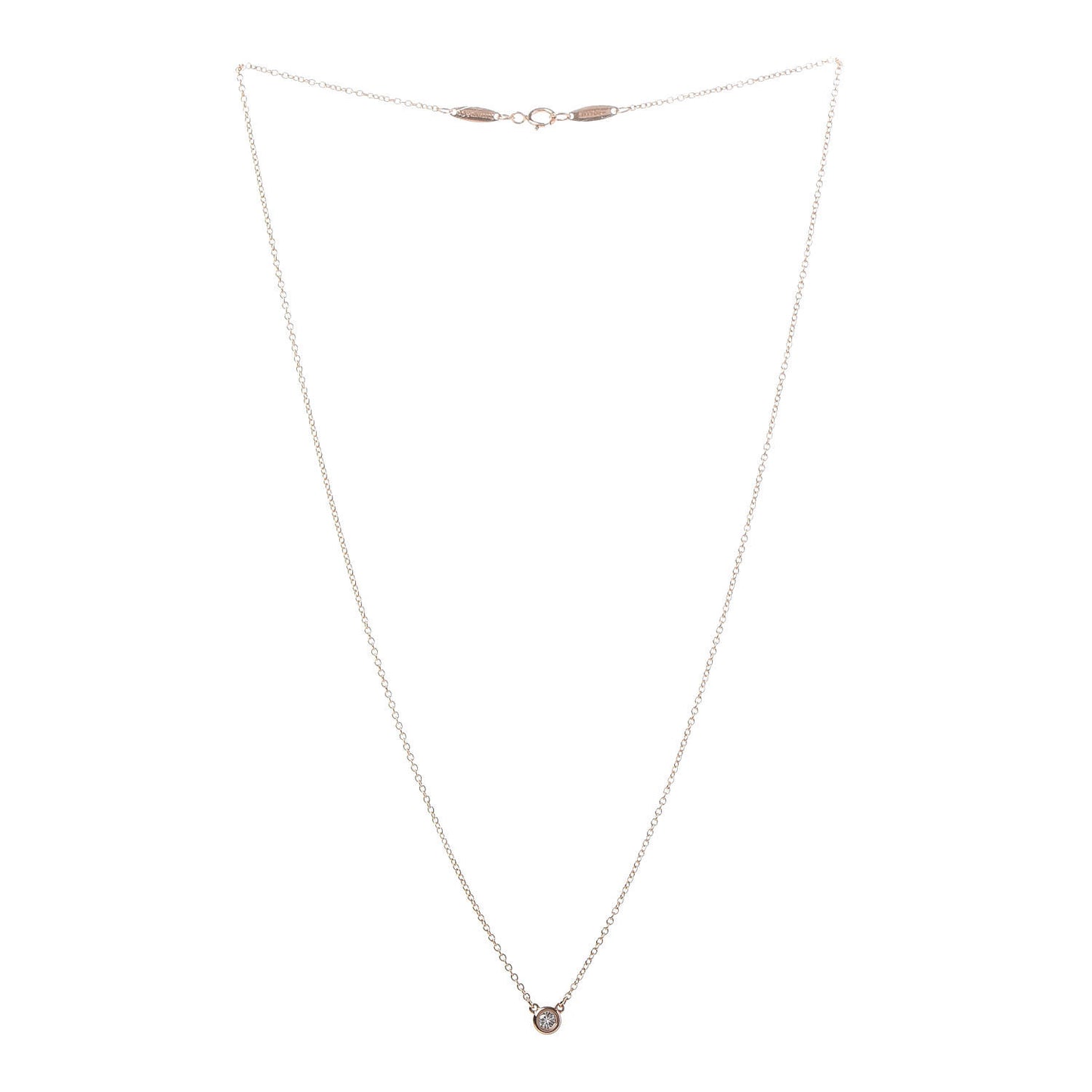 18K Rose Gold Diamond .07ct Elsa Peretti Diamonds by the Yard Pendant Necklace